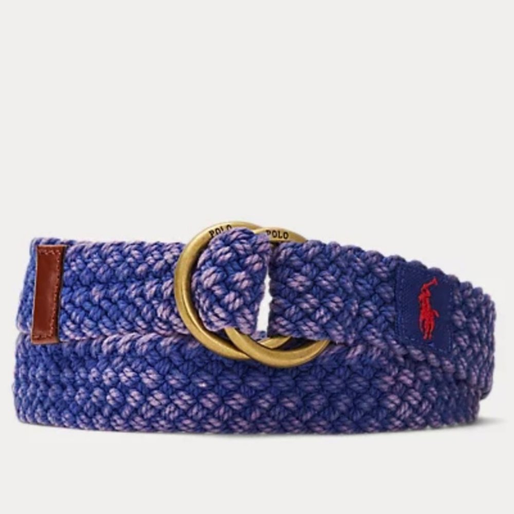Polo Ralph Lauren Men's Distress Webbed O-ring Belt Heritage Royal